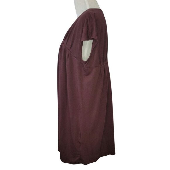 Simply Vera Vera Wang Women's Square Neck Pleated Tunic Top L Purple/Brown - Picture 7 of 11